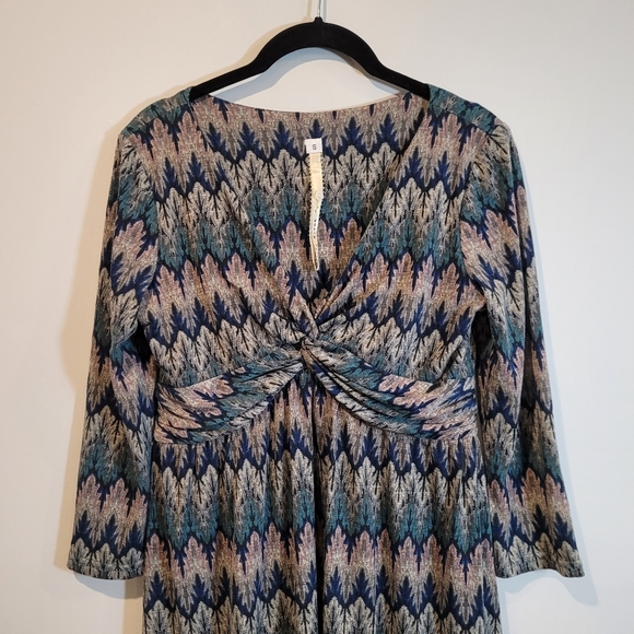 Uncle Frank USA Chevron Zig Zag Multicolor Knit Midi Dress Sz S - Picture 4 of 12